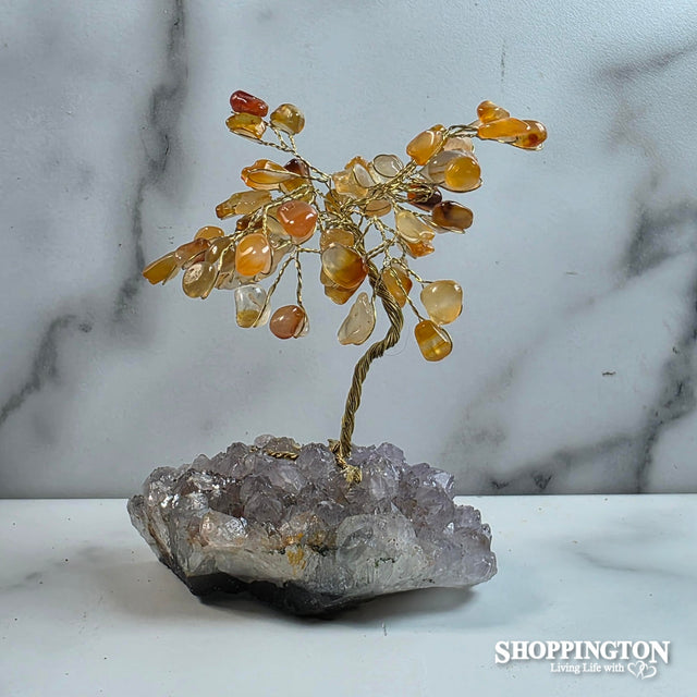 Crystal Gemstone Tree Carnelian - Amethyst Base 12cm