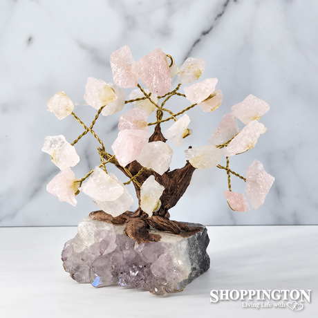 Crystal Gemstone Tree - Wire Rose Quartz