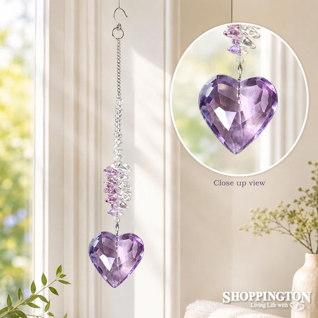 Crystal Spinner - Purple Coloured Heart Crystal