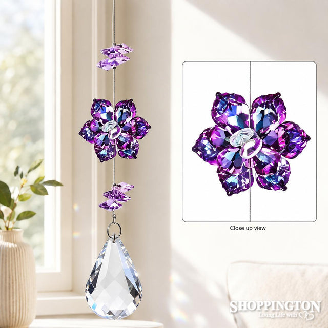 Crystal Spinner - Purple Crystal Flower Drop