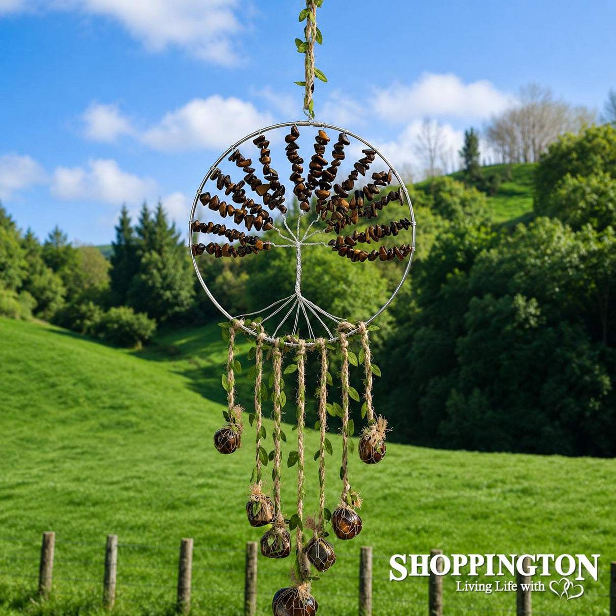 Crystal Tree of Life Dream Catcher - Tigers Eye