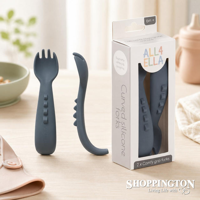 Curved Silicone Forks Slate Blue 2pk