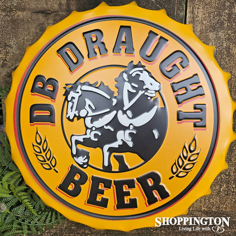 DB Draught Bottle Top Pressed Metal Wall Art 35cm