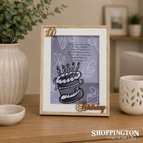 Designer Natural Wood Photo Frame 100 Birthday