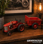 Die Cast Metal Red Vintage Tractor and Trailer