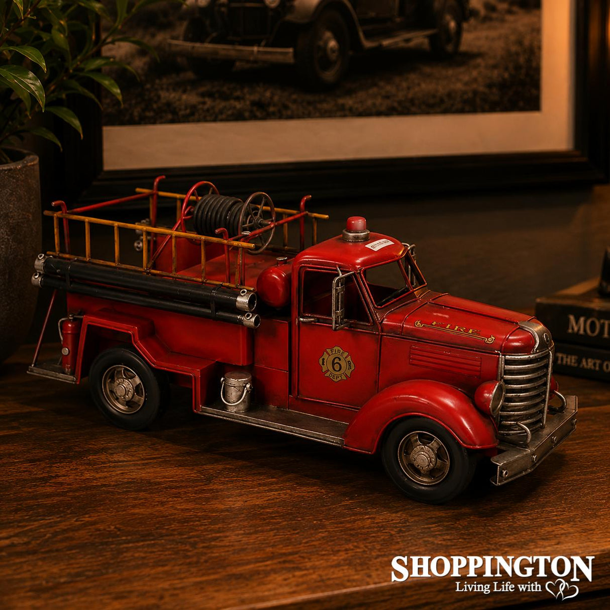 Die Cast Metal Replica Vintage Fire Truck Top Reel
