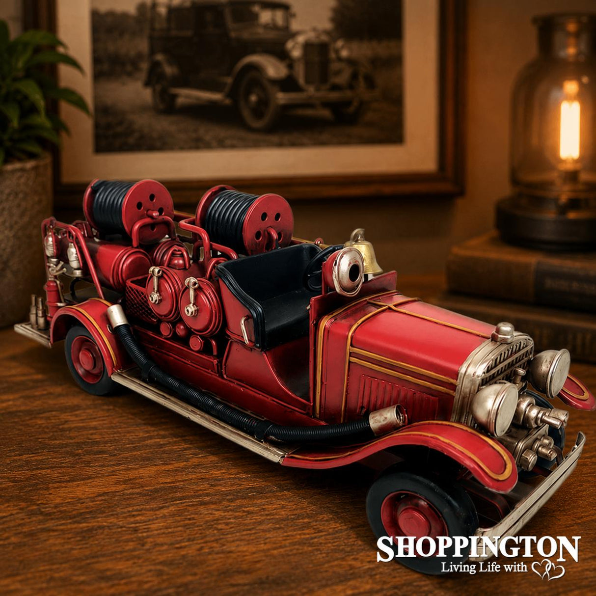 Die Cast Metal Replica Vintage Twin Hose Fire Truck