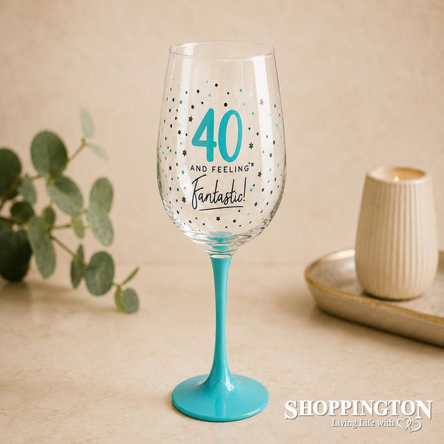 Dotty Star Wine Glass - 40th