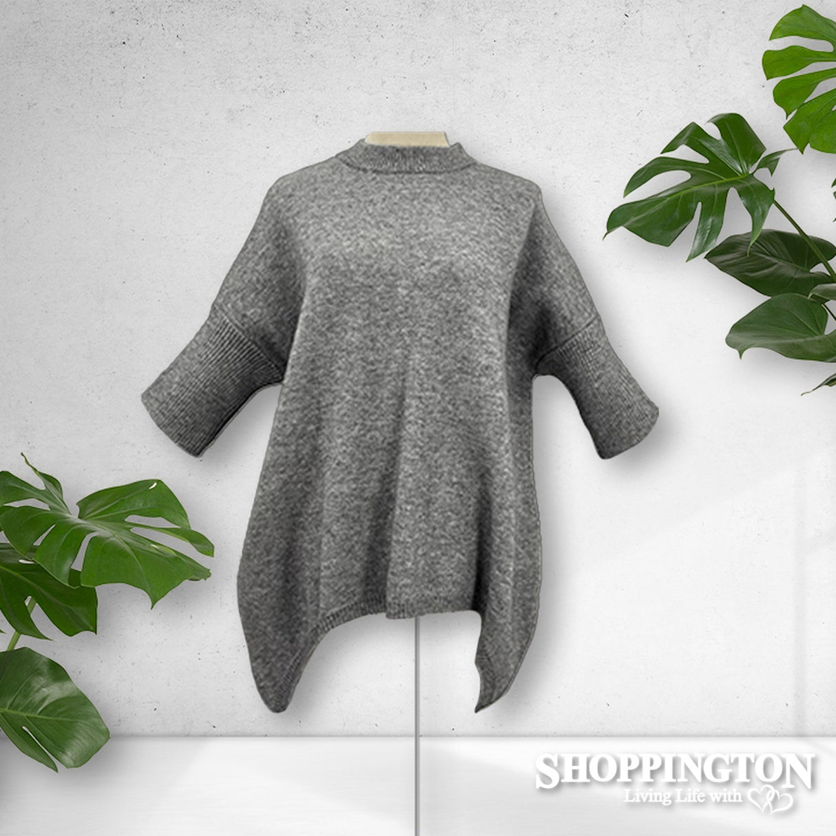 Drop Back Sleeved Jumper - Grey