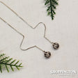 Earrings - Ball & Zircon 925 Sterling Silver Chain