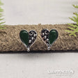 Earrings - Green Fern Heart Studs