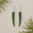 Earrings - Green Resin Tusk Shape