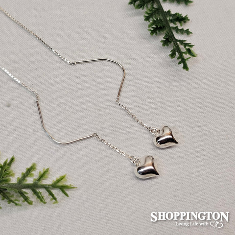 Earrings - Heart 925 Sterling Silver Chain