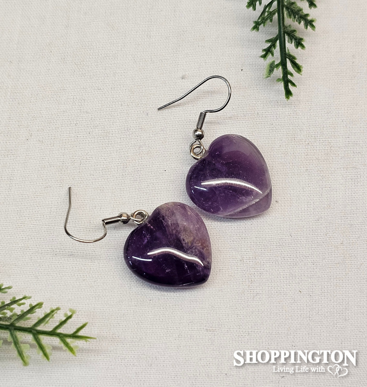Earrings - Heart Shaped Amethyst
