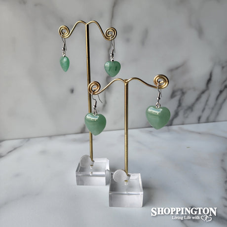 Earrings - Heart Shaped Aventurine