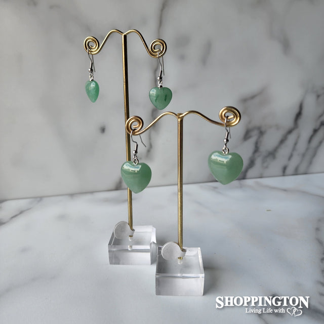 Earrings - Heart Shaped Aventurine