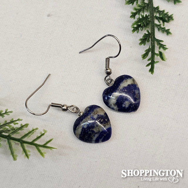 Earrings - Heart Shaped Lapis Lazuli