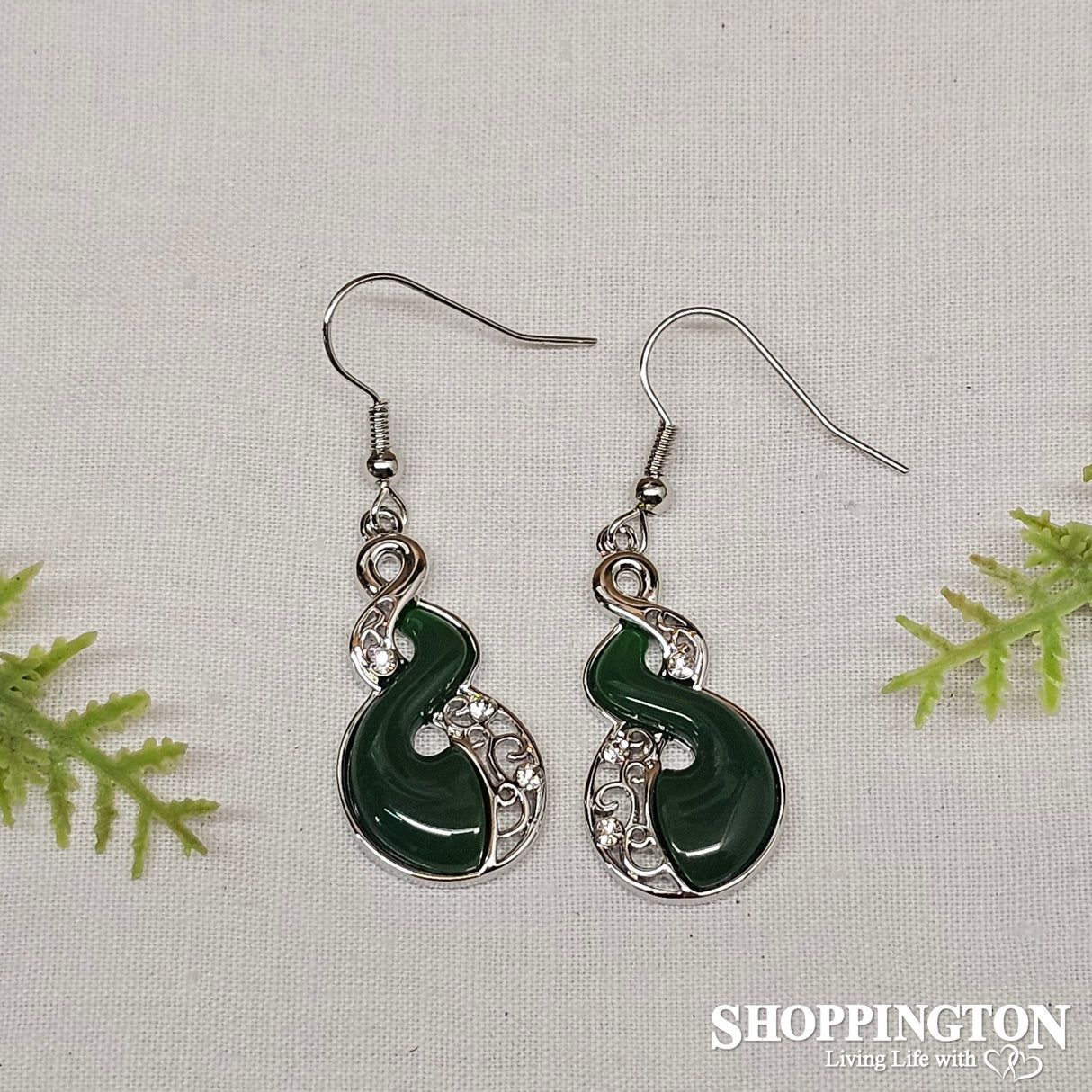 Earrings - Jade Resin Pikorua