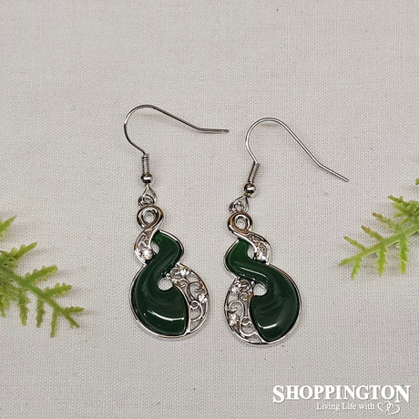 Earrings - Jade Resin Pikorua