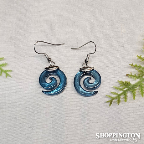Earrings - MOP Koru Blue