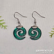 Earrings - MOP Koru Green