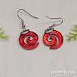 Earrings - MOP Koru Red