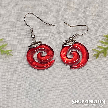Earrings - MOP Koru Red