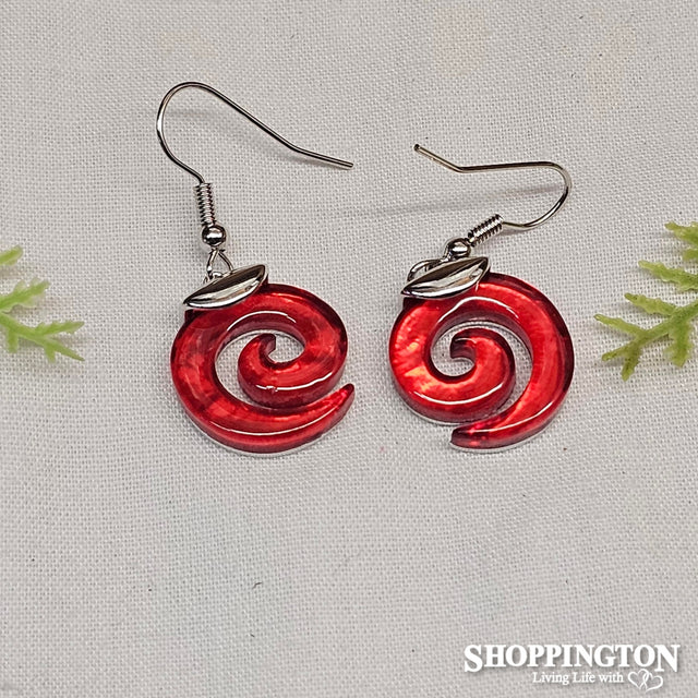 Earrings - MOP Koru Red
