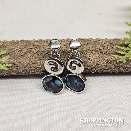 Earrings - Paua Bead & Koru