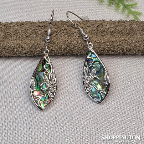 Earrings - Paua Flower Drop