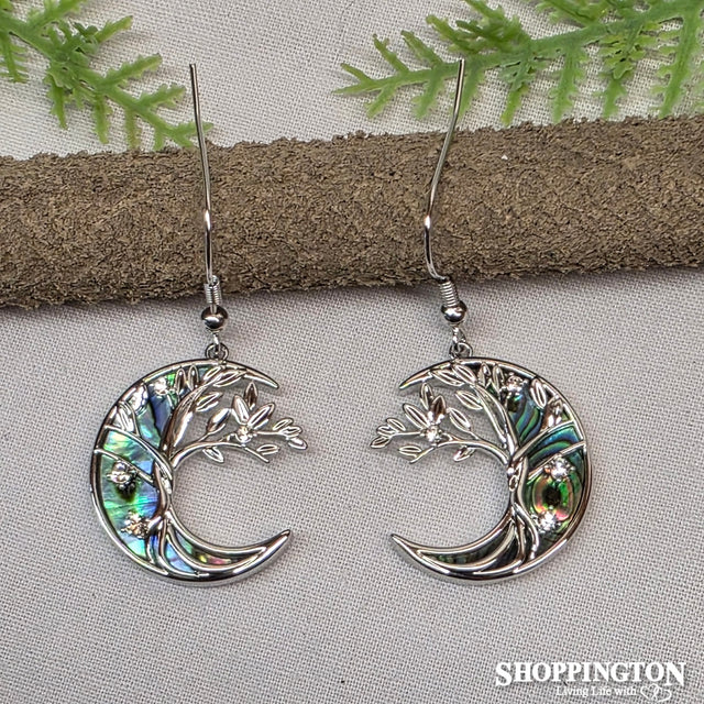 Earrings - Paua Moon Tree