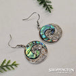 Earrings - Paua Spiral Silver Koru
