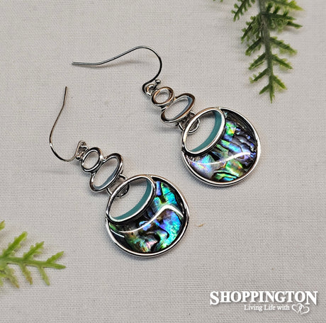 Earrings - Paua Wave Drop Circle