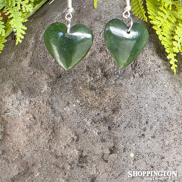 Earrings - Pounamu Heart 20mm