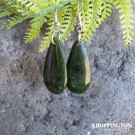 Earrings - Pounamu Roimata 30mm