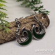 Earrings - Silver & Green Fish Hook