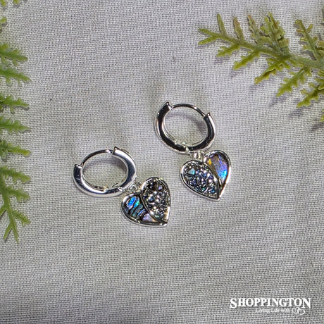 Earrings - Silver Plate Paua Hearts