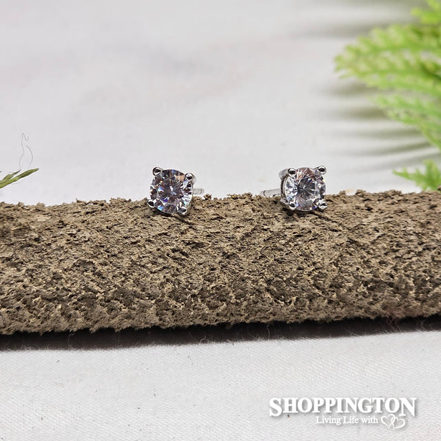 Earrings - Silver Plated Diamante Stud 5mm