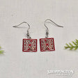 Earrings - Square Pasifika Pattern Red