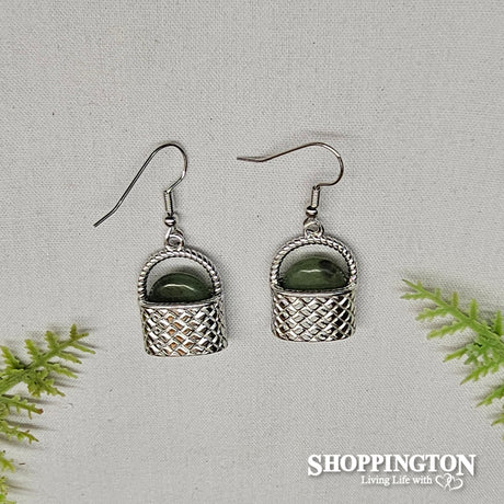 Earrings - Sterling Silver Kete & Pounamu