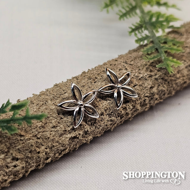 Earrings - Sterling Silver Star Flower Stud