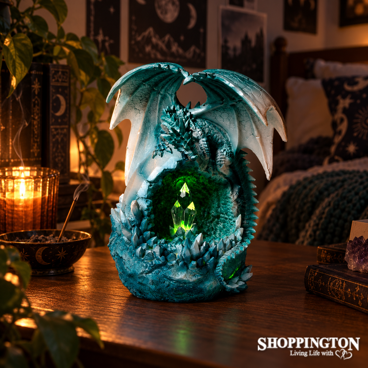 Dark Legends Crystal Cavern LED Dragon - Crystal Ice