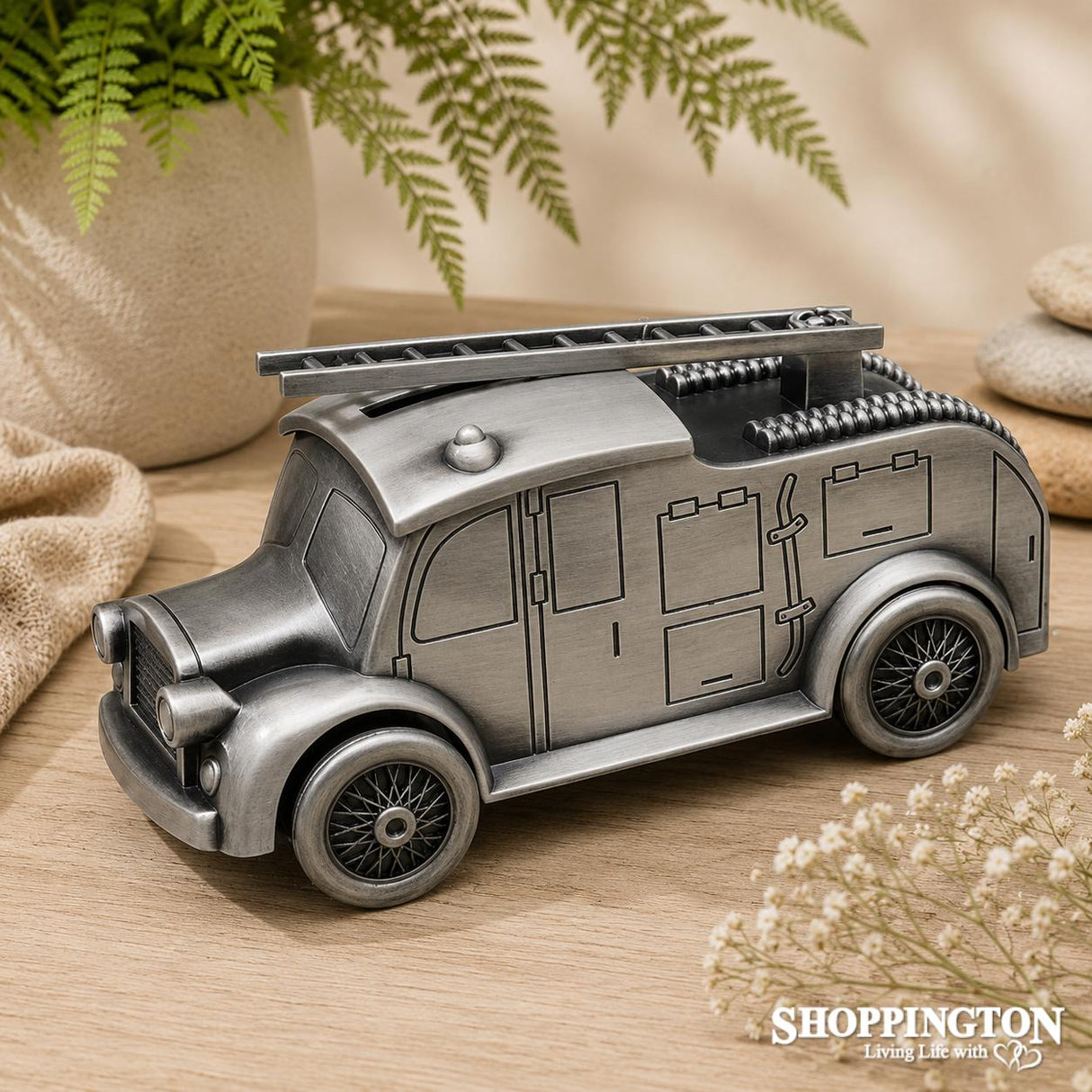 Fire Engine Pewter Money Box