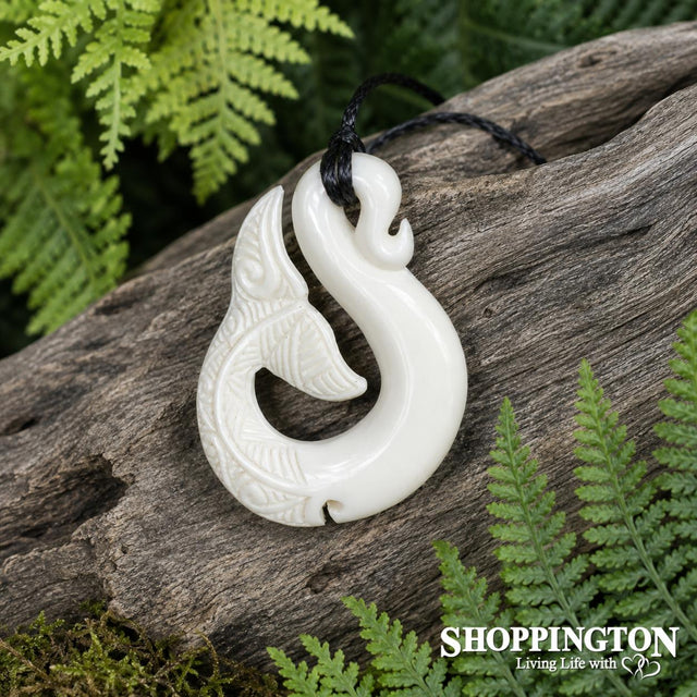 Fish Hook Bone Carving with Whale Tail