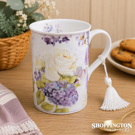 Floral Tasselled Mug with Gift Box