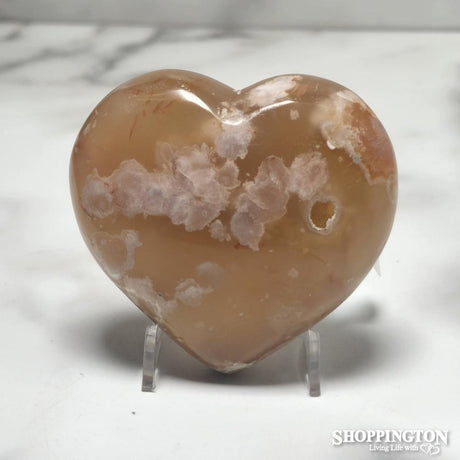 Flower Agate Stone Heart #2