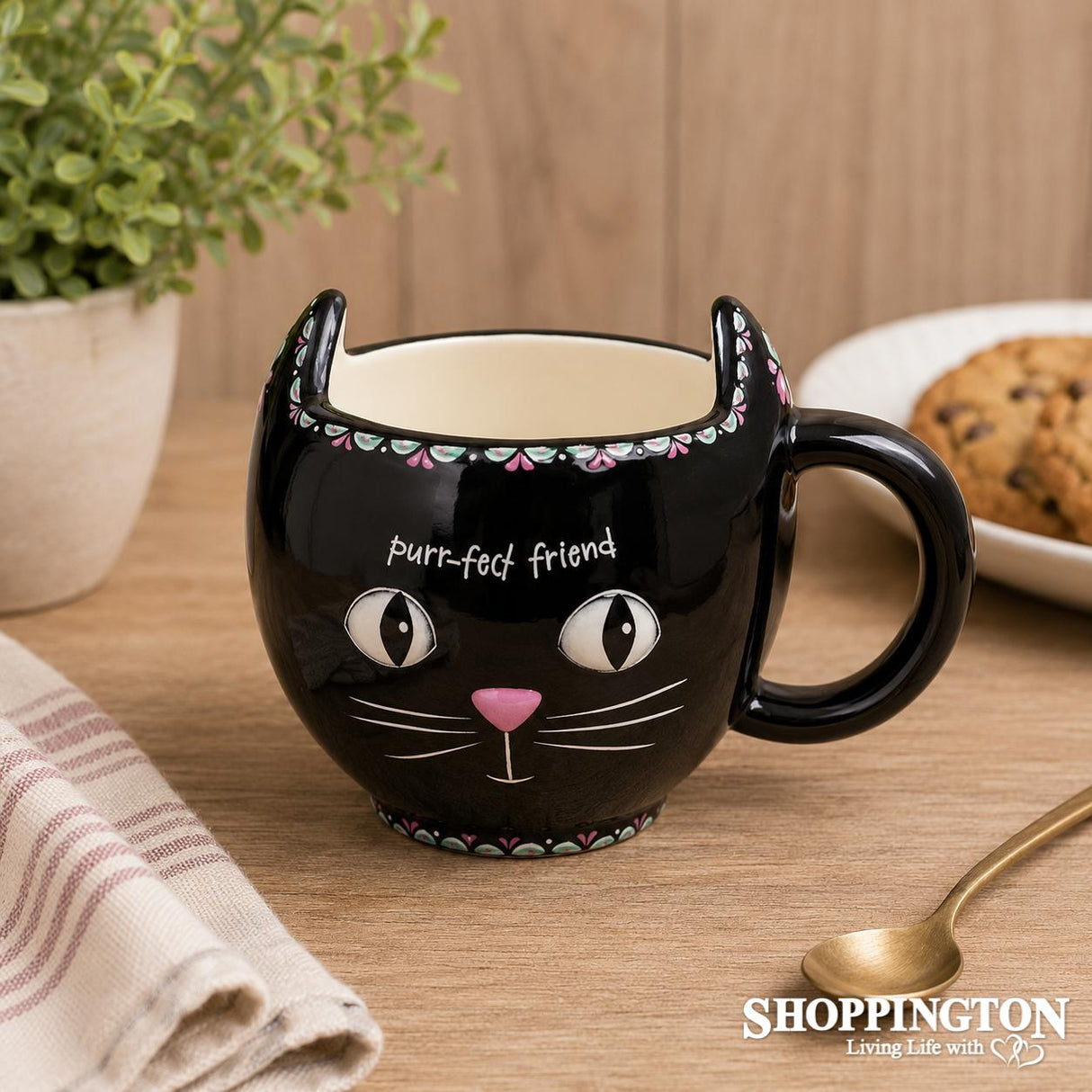 Folk Mug - Black Purrfect Cat