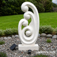 Garden Sculpture - Terrazzo Family Statue / White 140cm