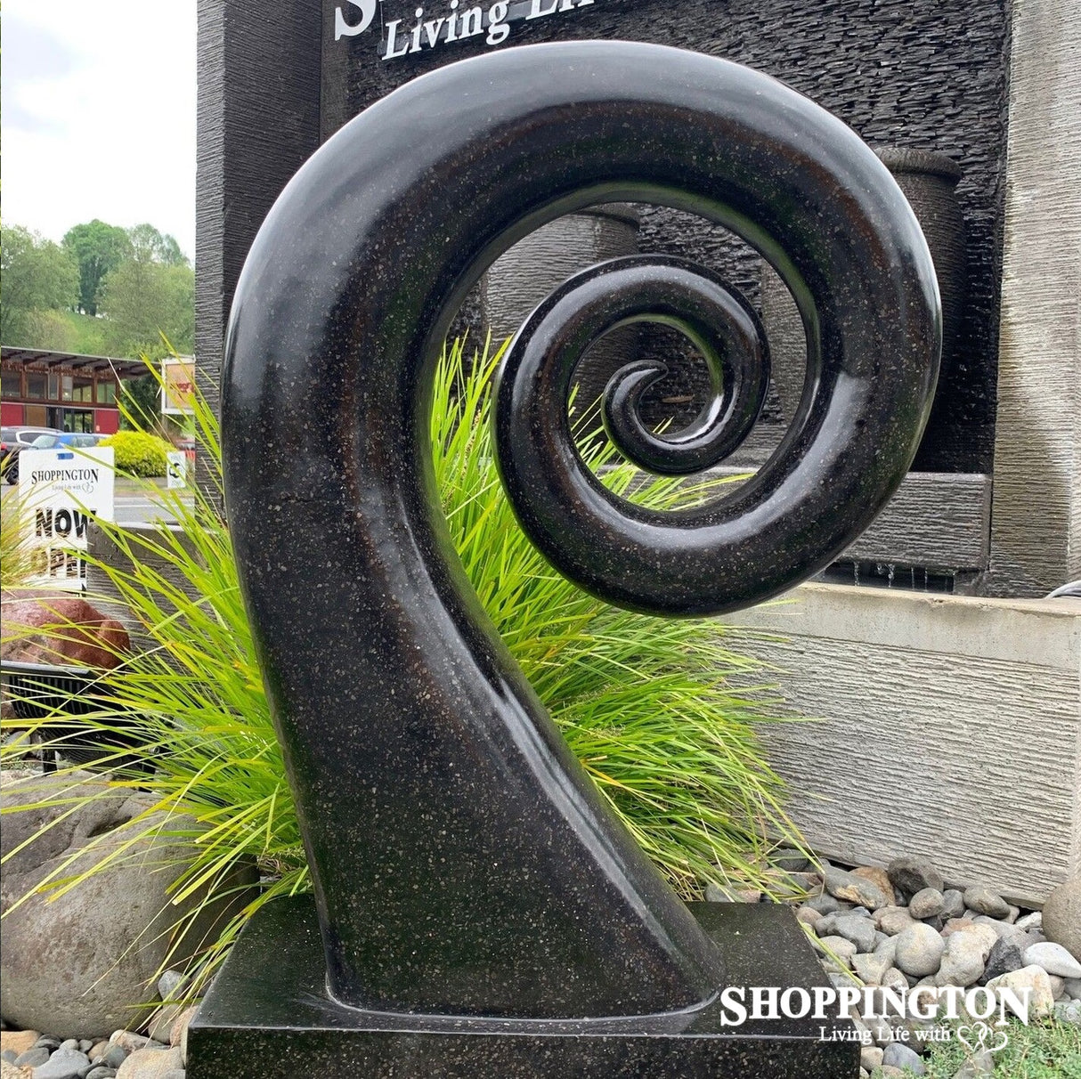 Garden Sculpture - Terrazzo Koru / Black 60cm