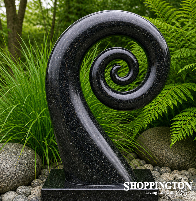 Garden Sculpture - Terrazzo Koru / Black 100cm